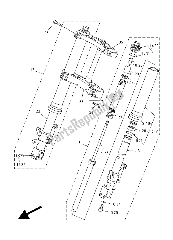 Todas las partes para Tenedor Frontal de Yamaha TZ 250 2000