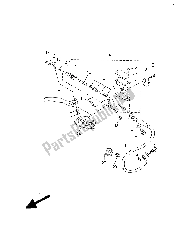 Tutte le parti per il Pompa Freno Anteriore del Yamaha YZ 426F 2000