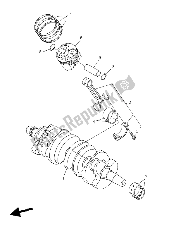 All parts for the Crankshaft & Piston of the Yamaha XJ6 SA Diversion 600 2009