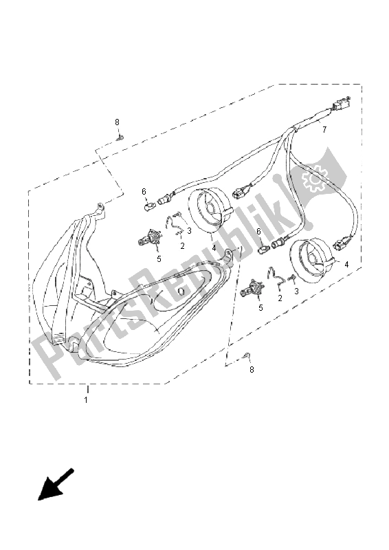 All parts for the Headlight of the Yamaha YP 250R X MAX Black 2009