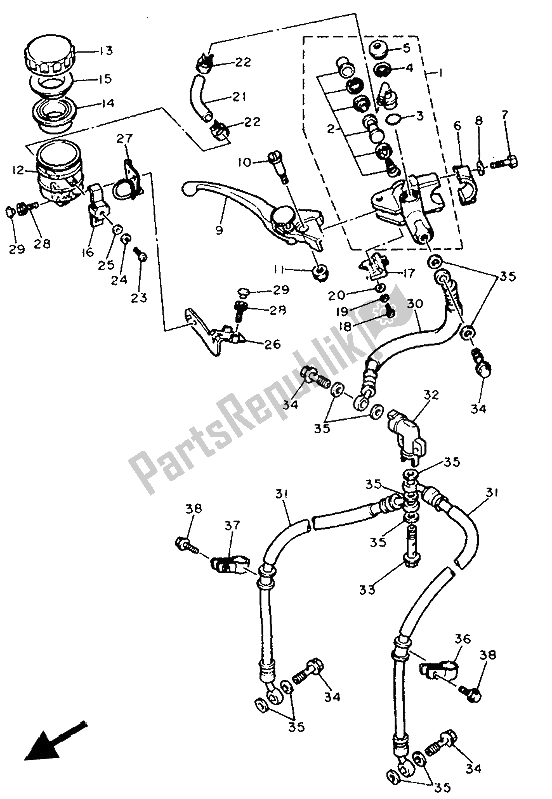 Todas as partes de Cilindro Mestre Dianteiro do Yamaha FZR 400 RR 1992