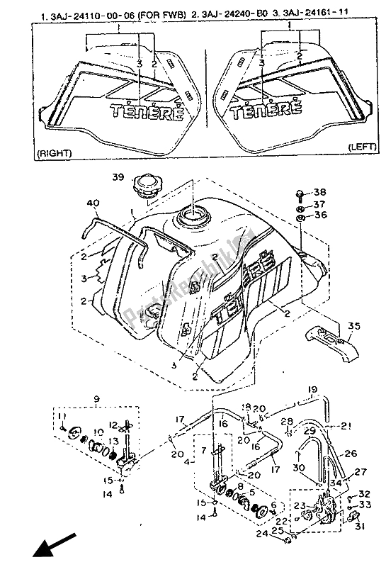 Todas las partes para Depósito De Combustible de Yamaha XT 600Z Tenere 1990