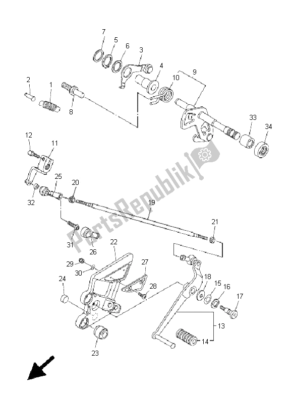 All parts for the Shift Shaft of the Yamaha FZ6 S 600 2005