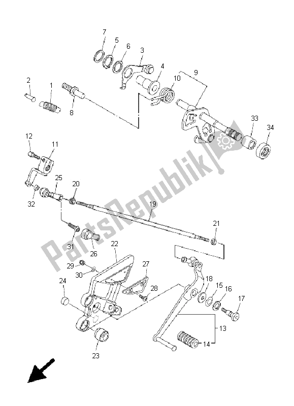 All parts for the Shift Shaft of the Yamaha FZ6 S 600 2005