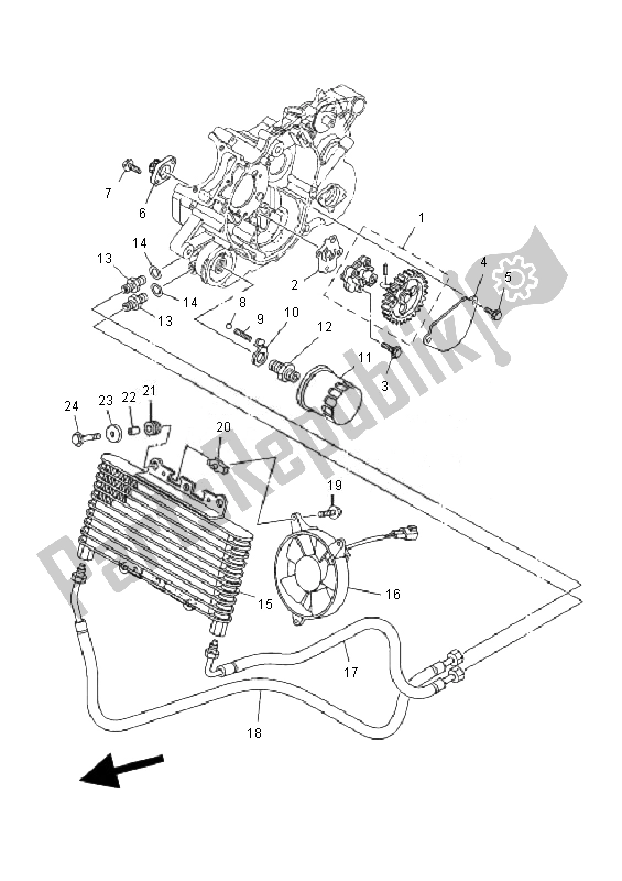 All parts for the Oil Pump of the Yamaha YFM 350F Grizzly 4X4 IRS 2010