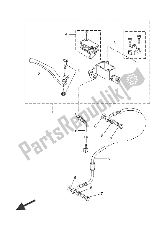 All parts for the Front Master Cylinder of the Yamaha YN 50 2016