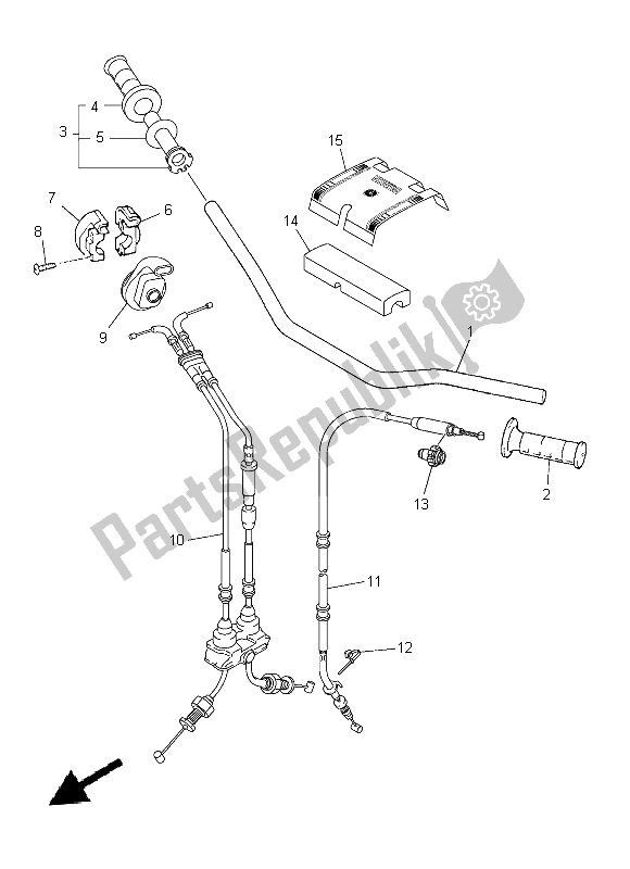 All parts for the Steering Handle & Cable of the Yamaha YZ 250 FX 2015