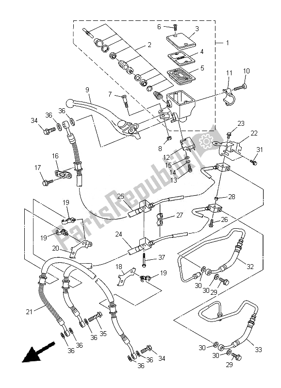 All parts for the Front Master Cylinder of the Yamaha XJ 6 NA 600 2014