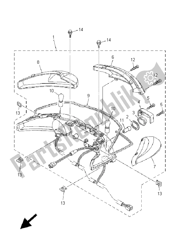 All parts for the Taillight of the Yamaha YP 400A Majesty 2008