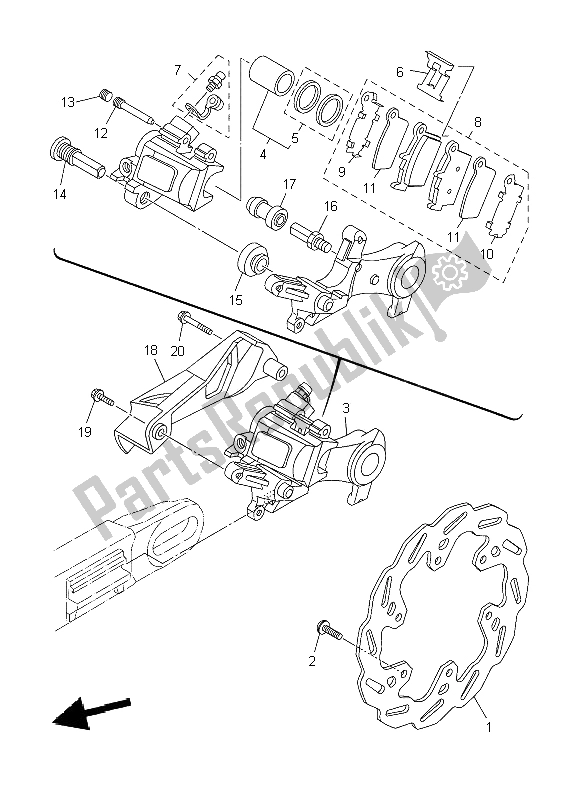 Todas las partes para Pinza De Freno Trasero de Yamaha WR 250R 2009