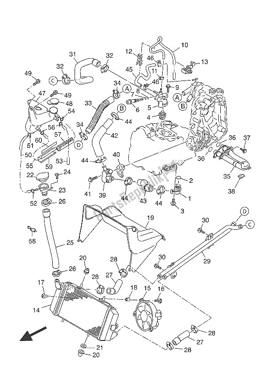 All parts for the Radiator & Hose of the Yamaha YP 400R 2016