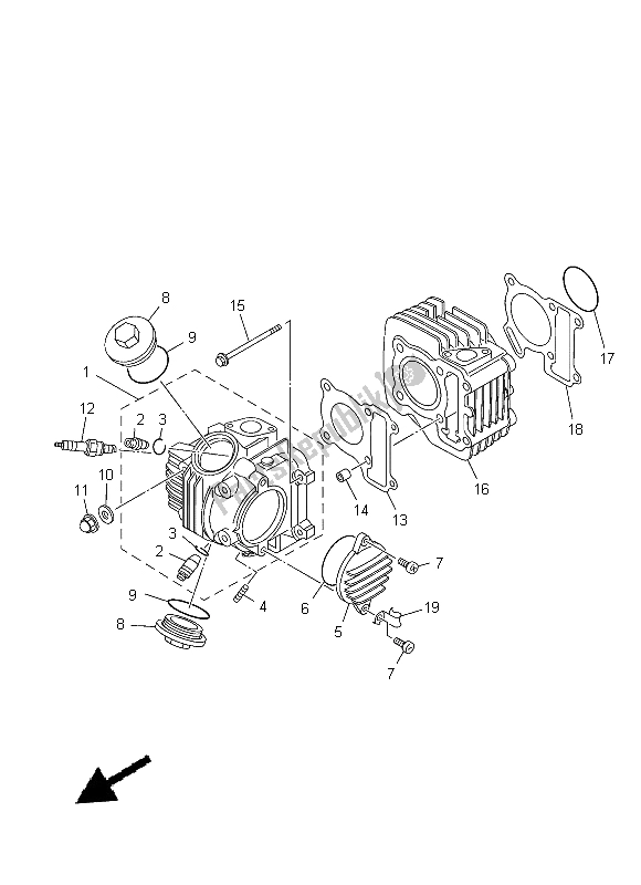 All parts for the Cylinder Head of the Yamaha TT R 110E 2015