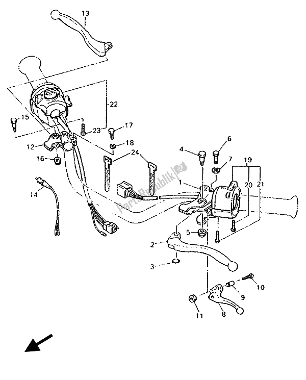 Todas as partes de Manípulo Interruptor E Alavanca do Yamaha SR 500 1993