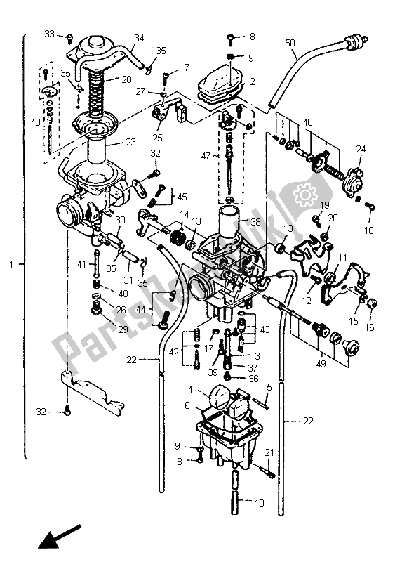 Alle onderdelen voor de Carburator van de Yamaha TT 600S 1995