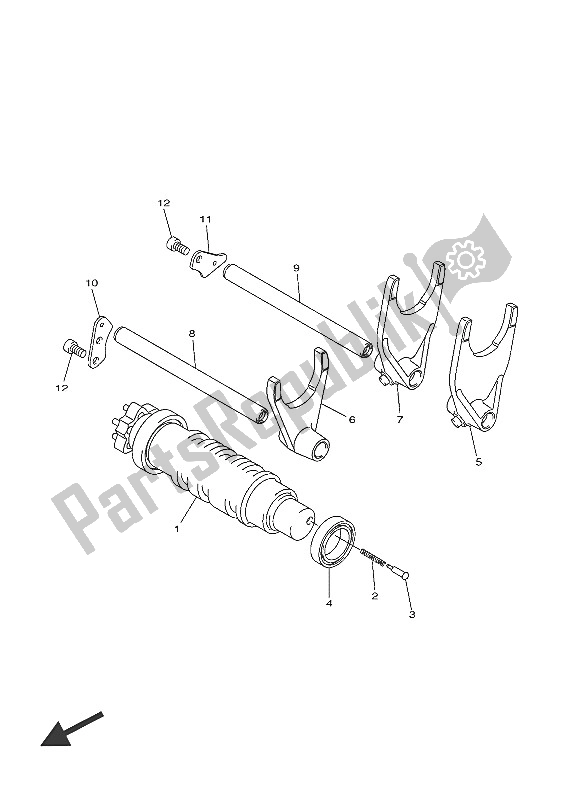 All parts for the Shift Cam & Fork of the Yamaha VMX 17 1700 2016