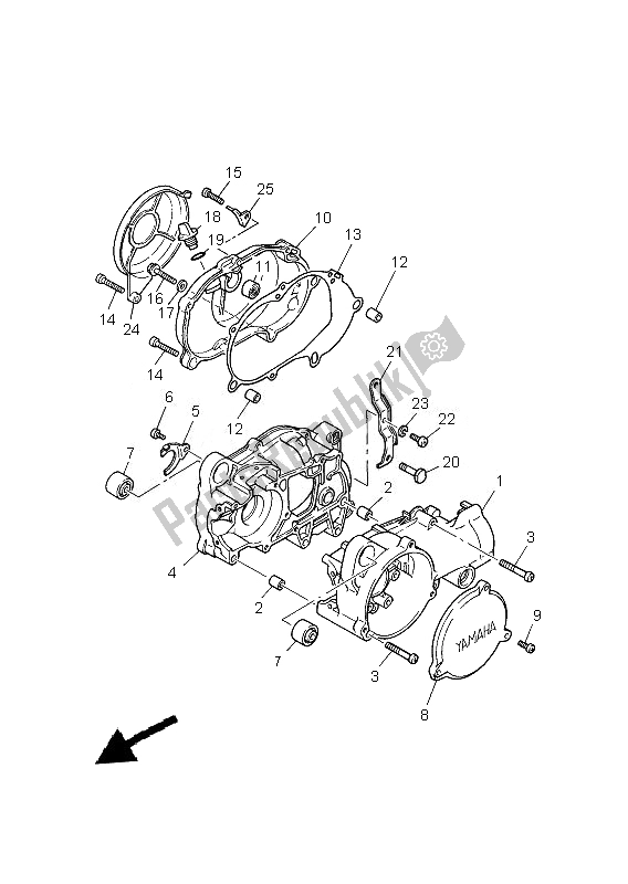 All parts for the Crankcase of the Yamaha PW 50 2013