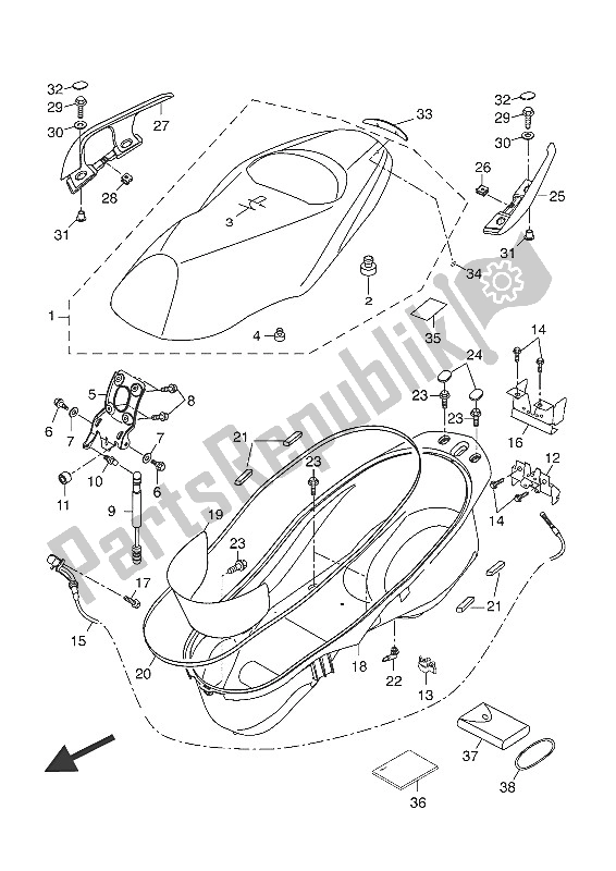 Todas as partes de Assento do Yamaha YP 125 RA 2016