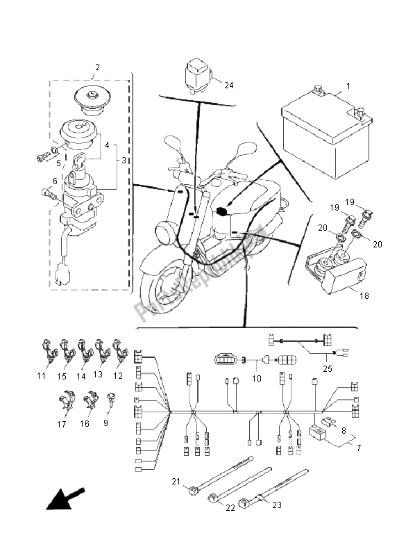 All parts for the Electrical 2 of the Yamaha XF 50E 4T Giggle 2008