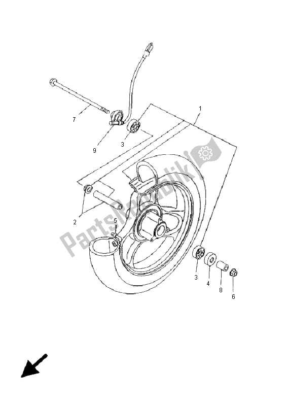 All parts for the Front Wheel of the Yamaha YN 50 Neos 2005
