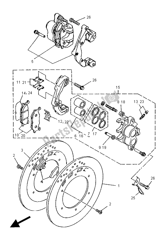 Tutte le parti per il Pinza Freno Anteriore del Yamaha XV 1100 Virago 1995