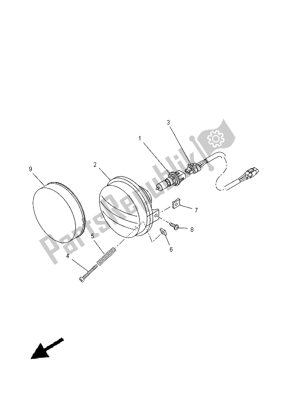 All parts for the Headlight 1 of the Yamaha YFM 350 FWA Grizzly 4X4 2014