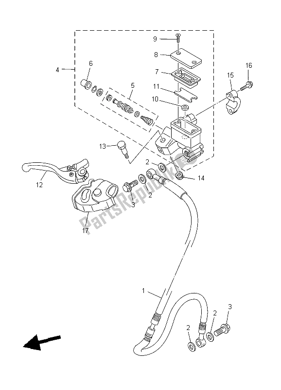 Wszystkie części do Przedni Cylinder G?ówny Yamaha YZ 85 SW LW 2004