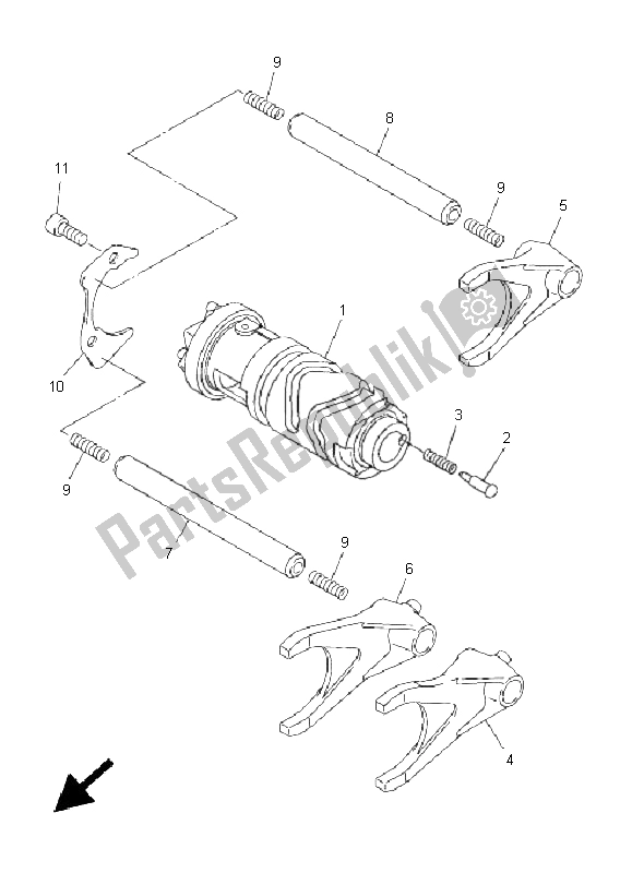 All parts for the Shift Cam & Fork of the Yamaha FJR 1300A 2011