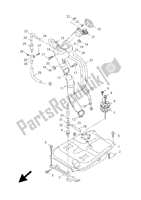 Toutes les pièces pour le Réservoir D'essence du Yamaha NXC 125 Cygnus X 2009