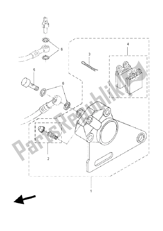 All parts for the Rear Brake Caliper of the Yamaha DT 50R SM 2010