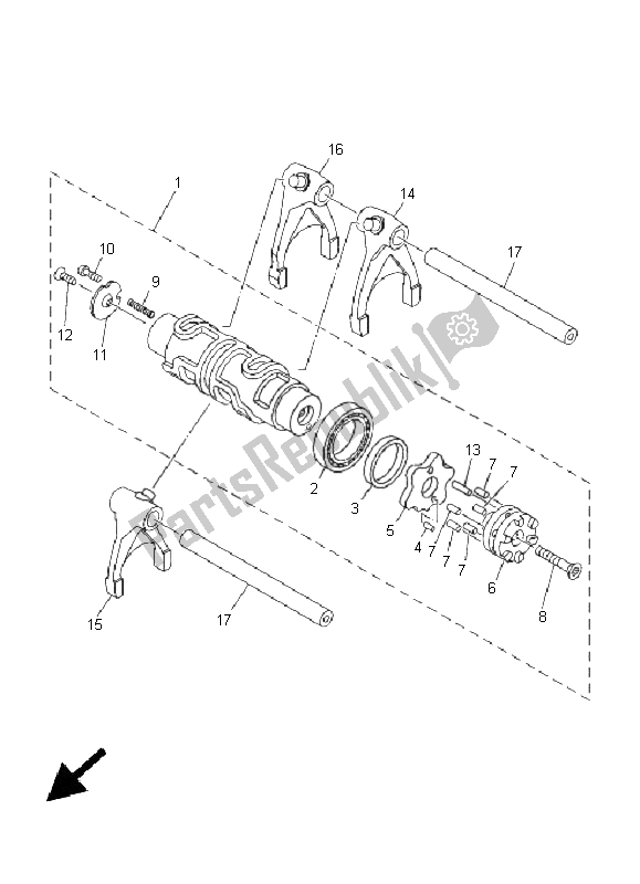 All parts for the Shift Cam & Fork of the Yamaha MT 01 1670 2005
