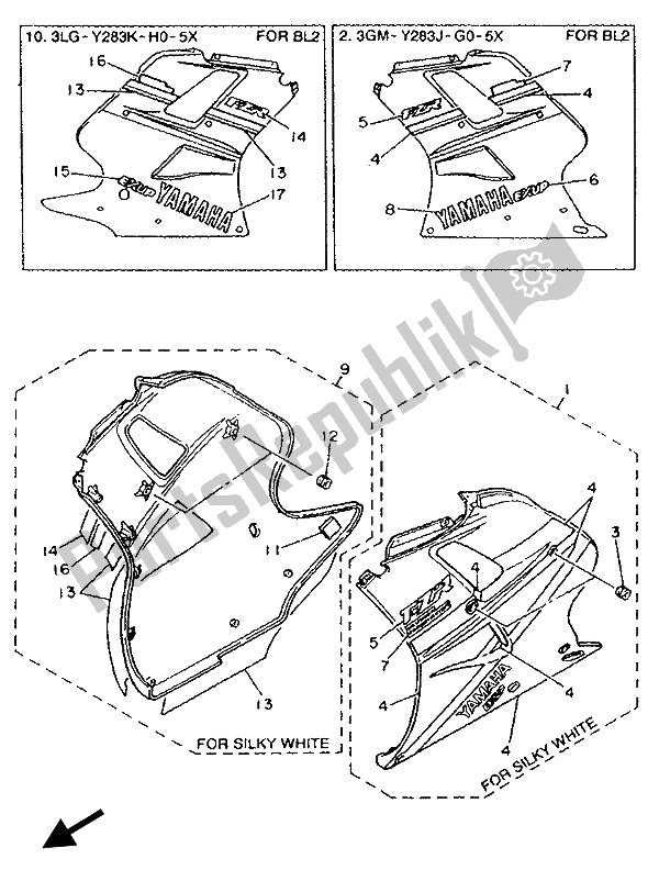 Toutes les pièces pour le Capot 2 du Yamaha FZR 1000 1993