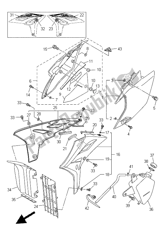 All parts for the Side Cover of the Yamaha WR 450F 2014