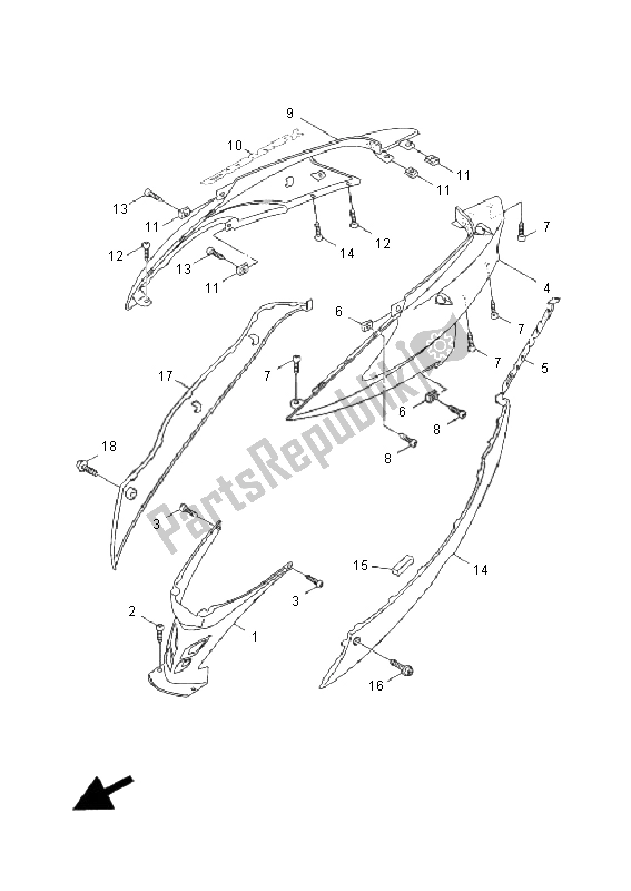 Toutes les pièces pour le Couvercle Latéral du Yamaha XC 125 Cygnus X 2008