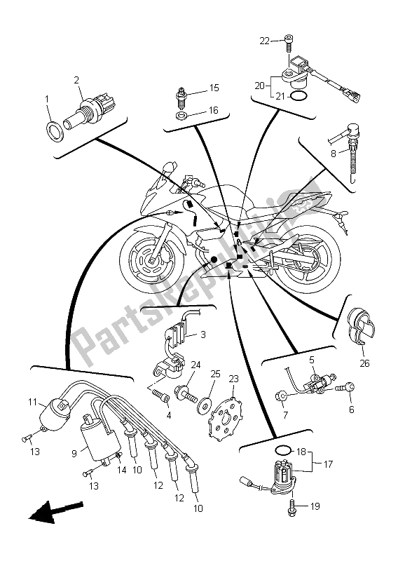 Toutes les pièces pour le électrique 1 du Yamaha XJ6 SY 600 2009