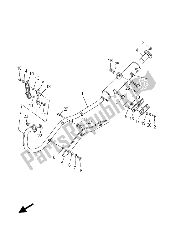 Tutte le parti per il Scarico del Yamaha TT R 125E SW LW 2003