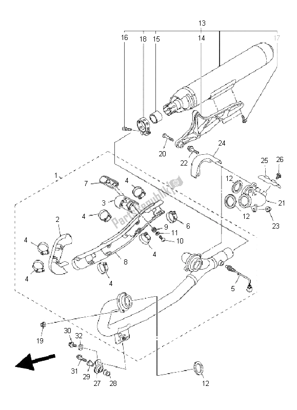 All parts for the Exhaust of the Yamaha XVS 950A 2011