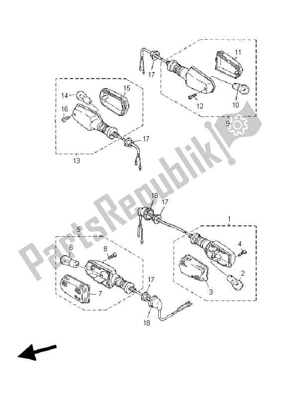 Tutte le parti per il Luce Lampeggiante del Yamaha XJR 1300 2008