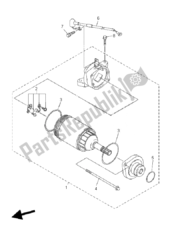 All parts for the Starting Motor of the Yamaha WR 450F 2010