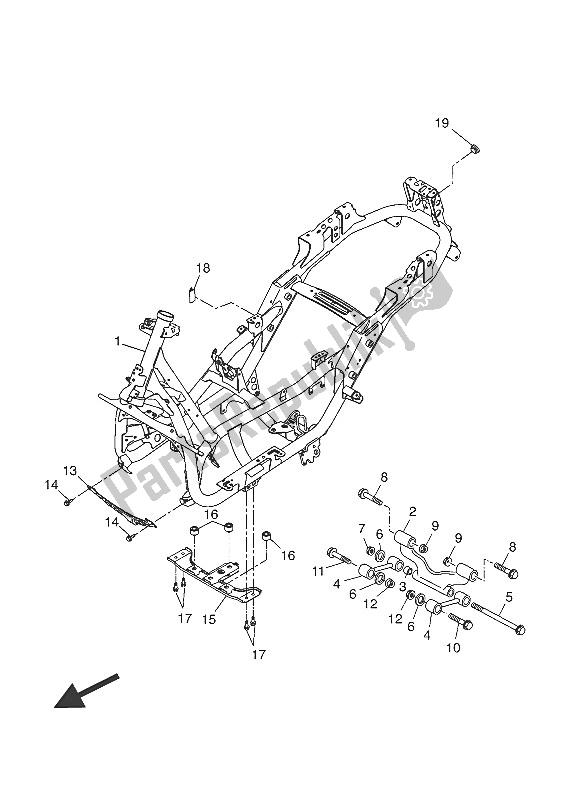 Tutte le parti per il Telaio del Yamaha YP 125R 2016