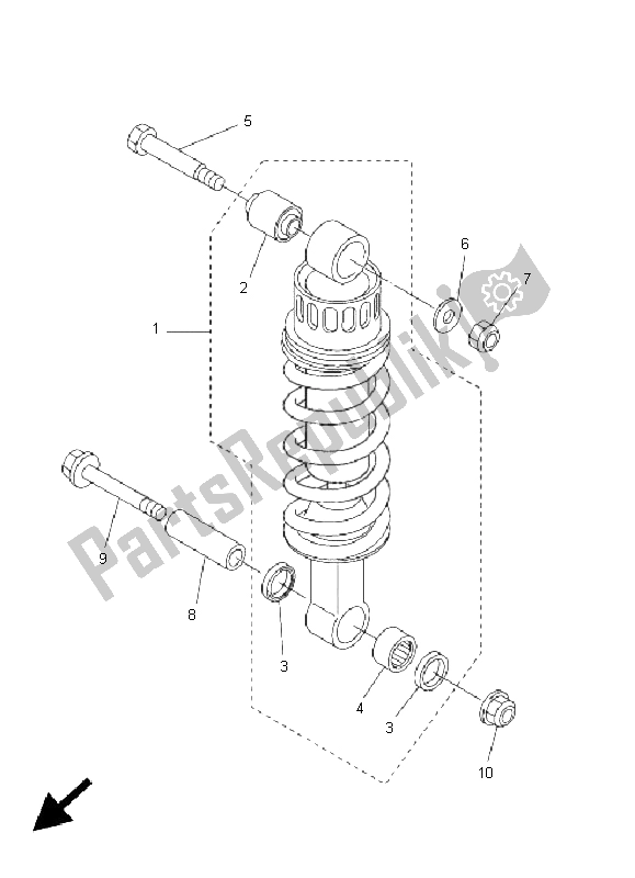 All parts for the Rear Suspension of the Yamaha FZ6 S 600 2005