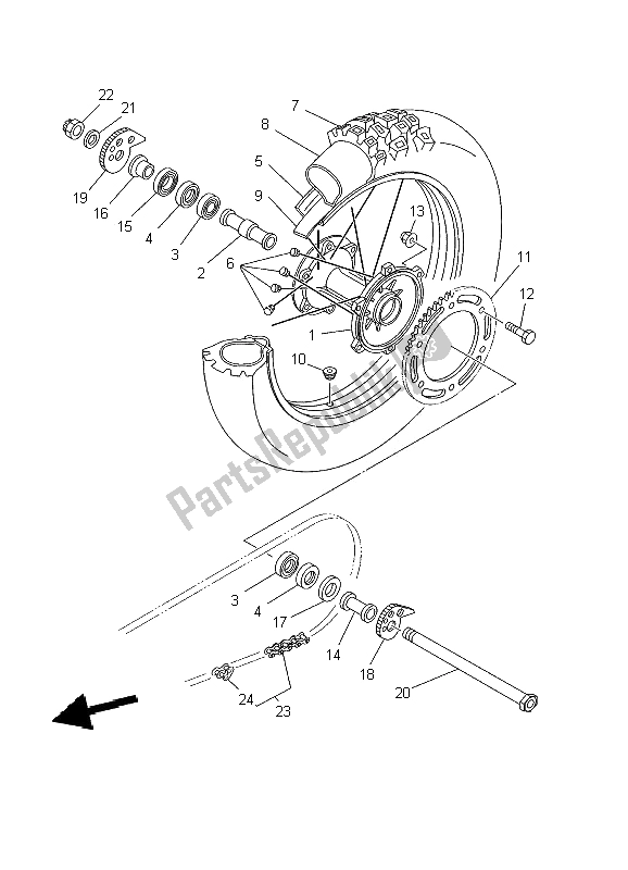 All parts for the Rear Wheel of the Yamaha DT 125R 2002