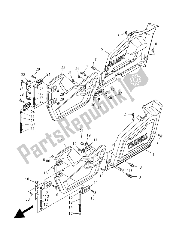 All parts for the Side Cover of the Yamaha YXM 700E Yamaha Black 2014