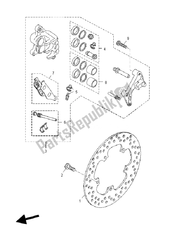 All parts for the Front Brake Caliper of the Yamaha YP 125R X MAX 2010