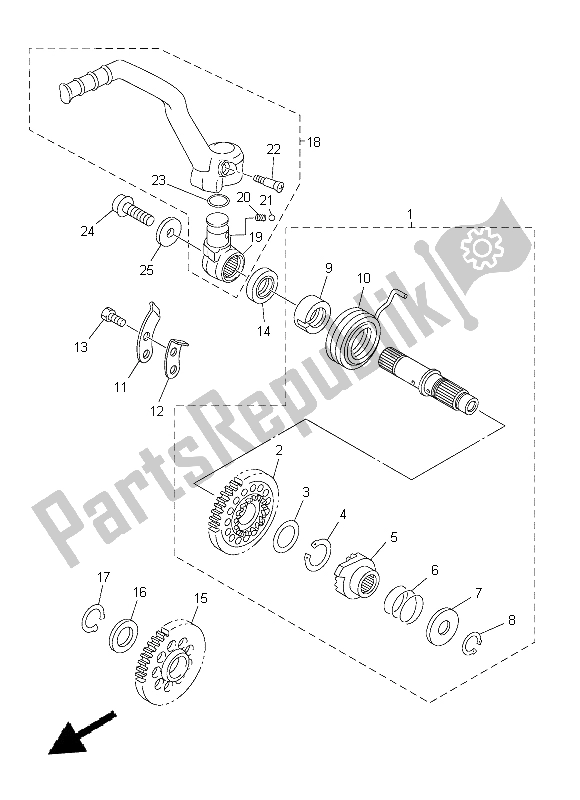 All parts for the Starter of the Yamaha WR 250F 2015