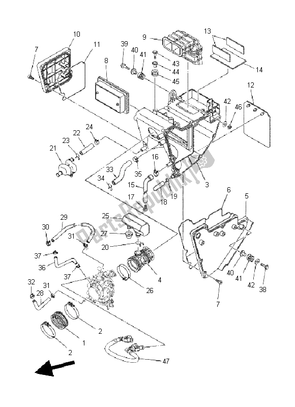 All parts for the Intake of the Yamaha XT 660R 2011