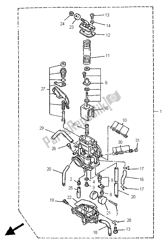 All parts for the Carburetor of the Yamaha DT 125R 1997