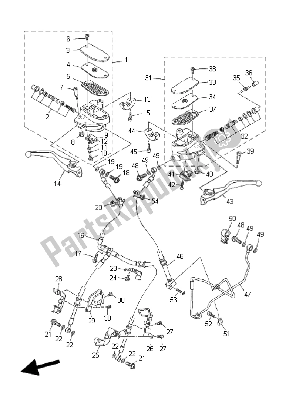 All parts for the Front Master Cylinder of the Yamaha XV 1900A Midnight Star 2008