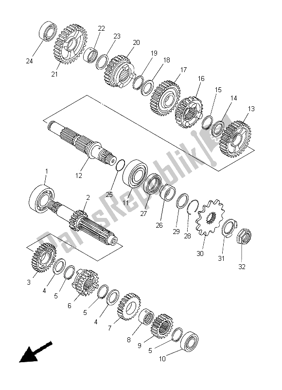 All parts for the Transmission of the Yamaha YZ 250F 2014