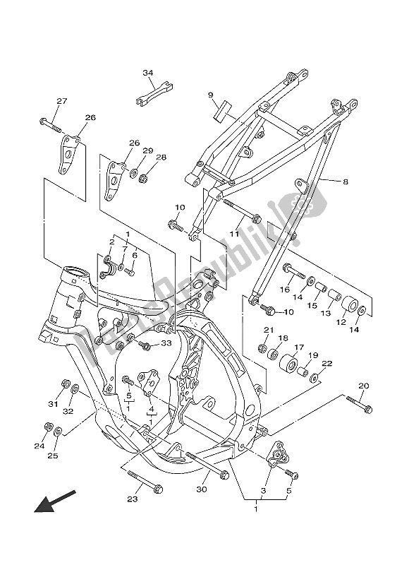 Tutte le parti per il Telaio del Yamaha YZ 125 2016