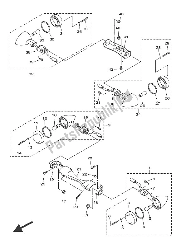 All parts for the Flasher Light of the Yamaha XVS 1300A 2016